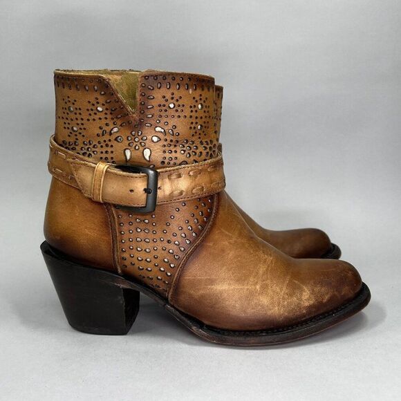 J.B. Dillon Women's Size 6.5 Brown Leather Western Ankle Boots - Picture 1 of 11